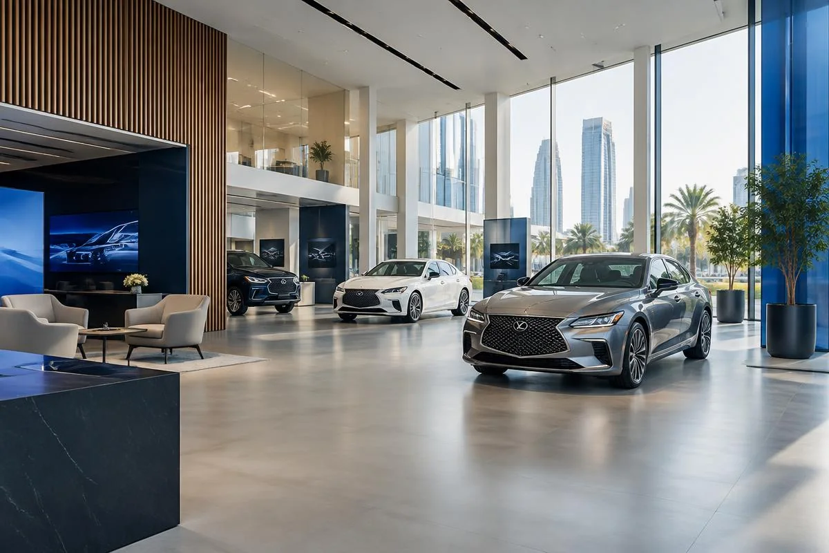 Modern automotive showroom, conceptual imagery